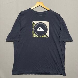 Quiksilver Mens XXL Navy Blue Graphic T-Shirt Boardriding Co Feeling Fine Since